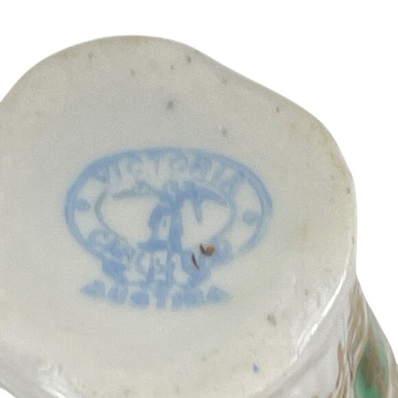 Antique Victoria Carlsbad Austria Porcelain demi tasse With Gold & Green Ornate - Picture 10 of 12